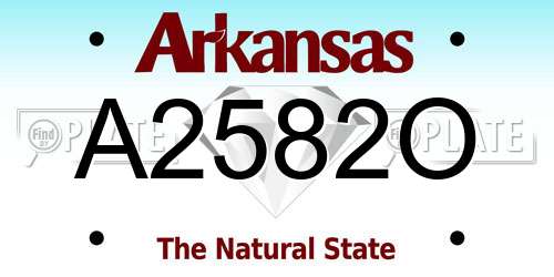 A2582O Arkansas License Plate
