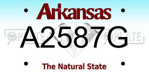 A2587G Arkansas License Plate