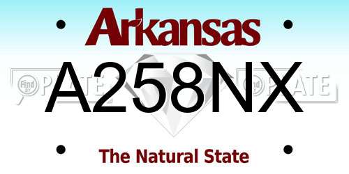 A258NX Arkansas License Plate
