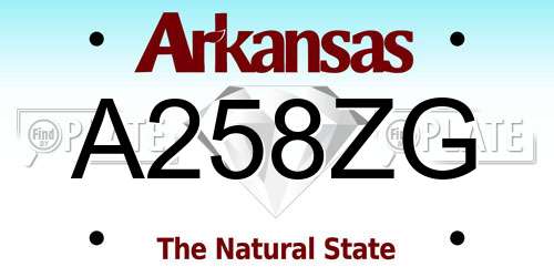 A258ZG Arkansas License Plate
