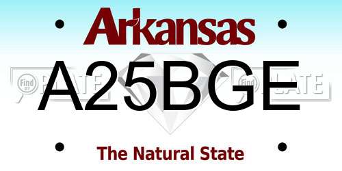 A25BGE Arkansas License Plate