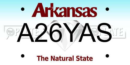 A26YAS Arkansas License Plate
