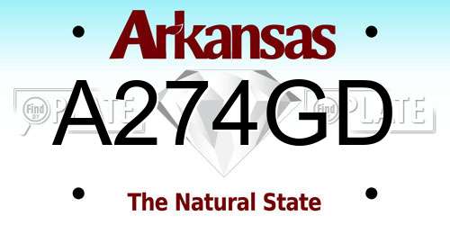 A274GD Arkansas License Plate