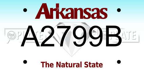 A2799B Arkansas License Plate