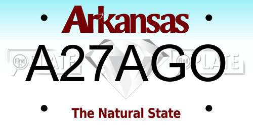 A27AGO Arkansas License Plate