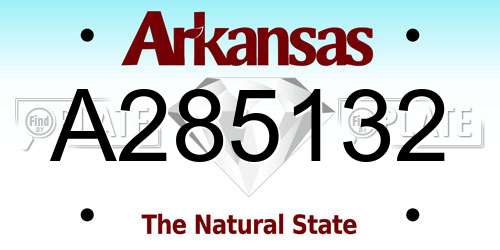 A285132 Arkansas License Plate