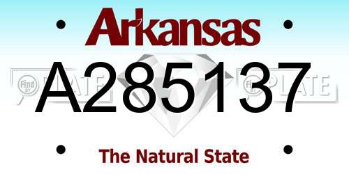 A285137 Arkansas License Plate