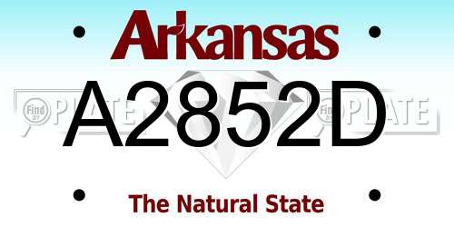A2852D Arkansas License Plate