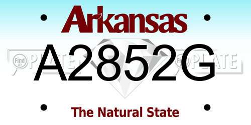 A2852G Arkansas License Plate