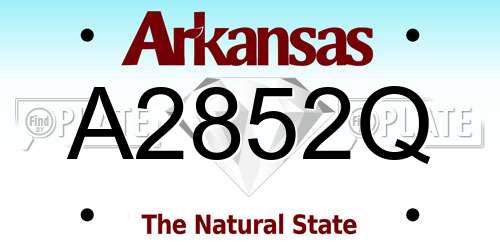 A2852Q Arkansas License Plate