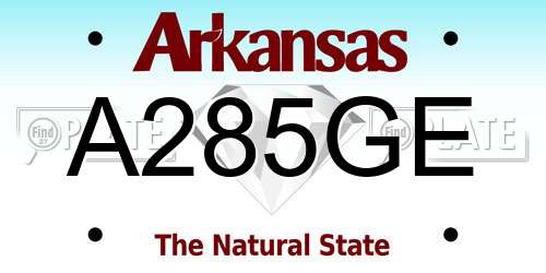 A285GE Arkansas License Plate