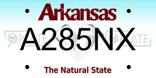 A285NX Arkansas License Plate