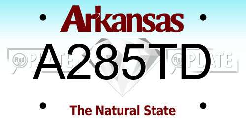 A285TD Arkansas License Plate