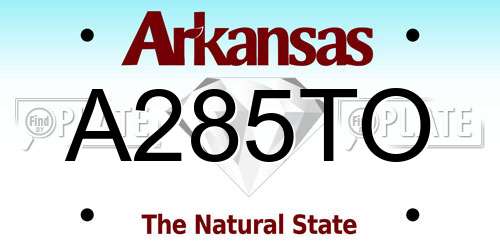 A285TO Arkansas License Plate