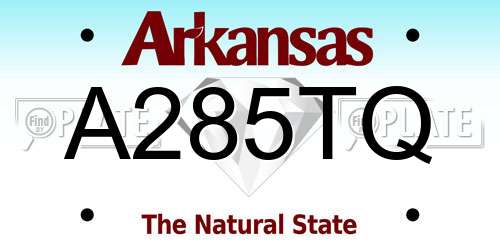 A285TQ Arkansas License Plate