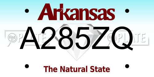 A285ZQ Arkansas License Plate