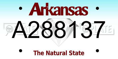A288137 Arkansas License Plate