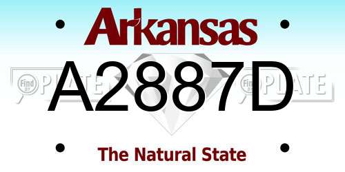 A2887D Arkansas License Plate