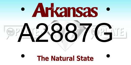A2887G Arkansas License Plate