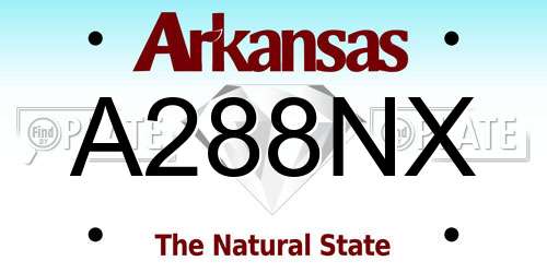 A288NX Arkansas License Plate
