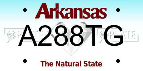 A288TG Arkansas License Plate