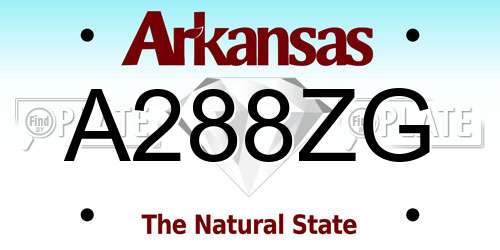 A288ZG Arkansas License Plate