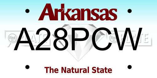A28PCW Arkansas License Plate