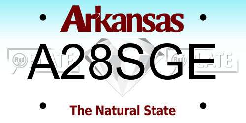 A28SGE Arkansas License Plate