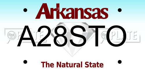 A28STO Arkansas License Plate