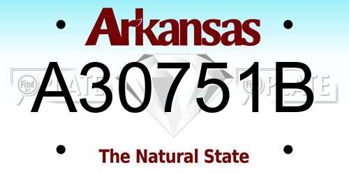 A30751B Arkansas License Plate