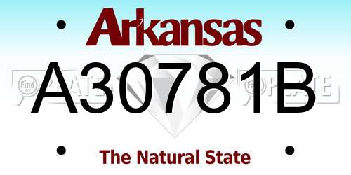 A30781B Arkansas License Plate