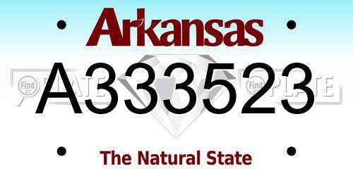 A333523 Arkansas License Plate
