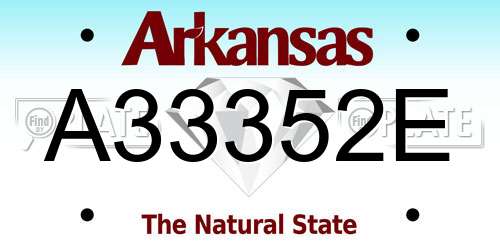 A33352E Arkansas License Plate