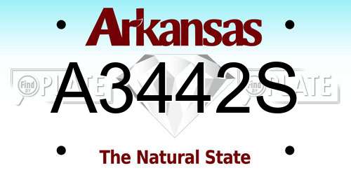 A3442S Arkansas License Plate