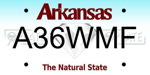 A36WMF Arkansas License Plate