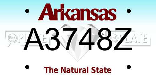 A3748Z Arkansas License Plate