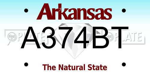 A374BT Arkansas License Plate
