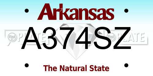 A374SZ Arkansas License Plate