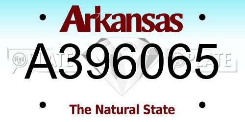 A396065 Arkansas License Plate