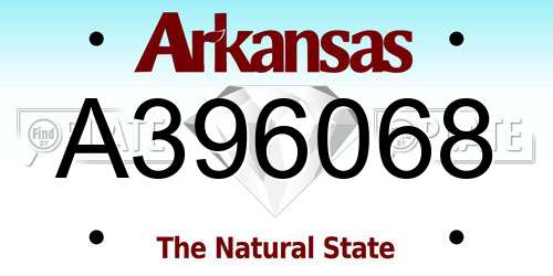 A396068 Arkansas License Plate