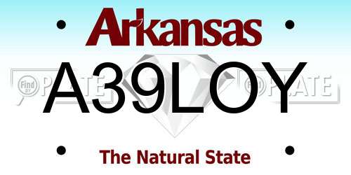 A39LOY Arkansas License Plate