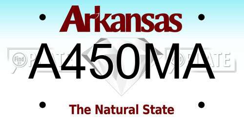 A450MA Arkansas License Plate