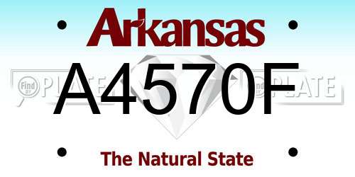 A4570F Arkansas License Plate