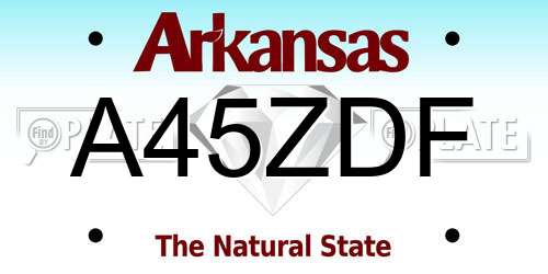 A45ZDF Arkansas License Plate