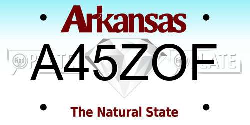 A45ZOF Arkansas License Plate