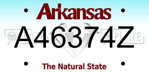 A46374Z Arkansas License Plate