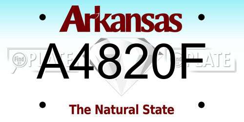 A4820F Arkansas License Plate