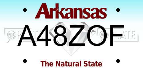 A48ZOF Arkansas License Plate