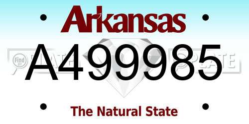A499985 Arkansas License Plate