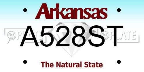 A528ST Arkansas License Plate